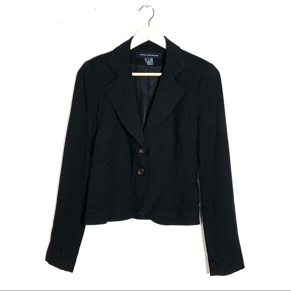 French Connection black two button blazer suit jacket size 4 B117 - Picture 1 of 4
